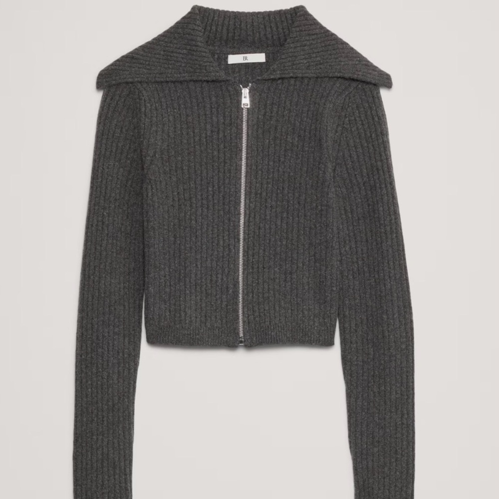Banana Republic Ribbed Bomber Sweater with Cashmere in gray size M